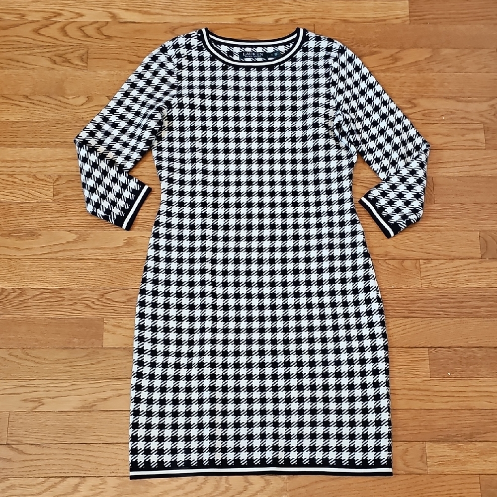 Ralph Lauren Houndstooth Knit Sheath Dress - Picture 2 of 11